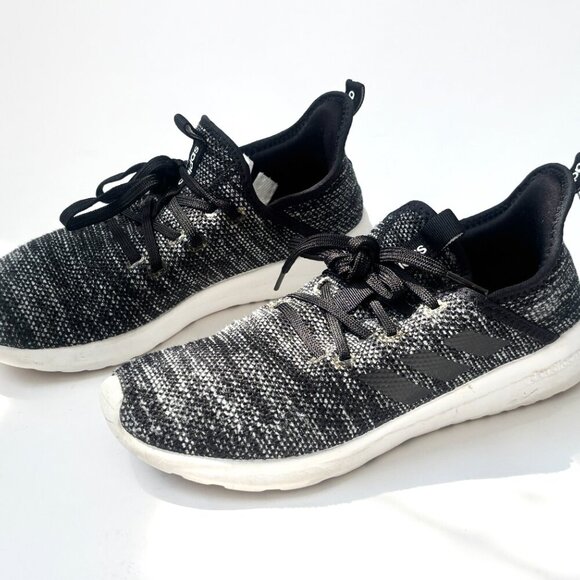 Adidas Women's Cloudfoam Black & White Lace Up Running Shoes - Sz 7.5 - Picture 11 of 12
